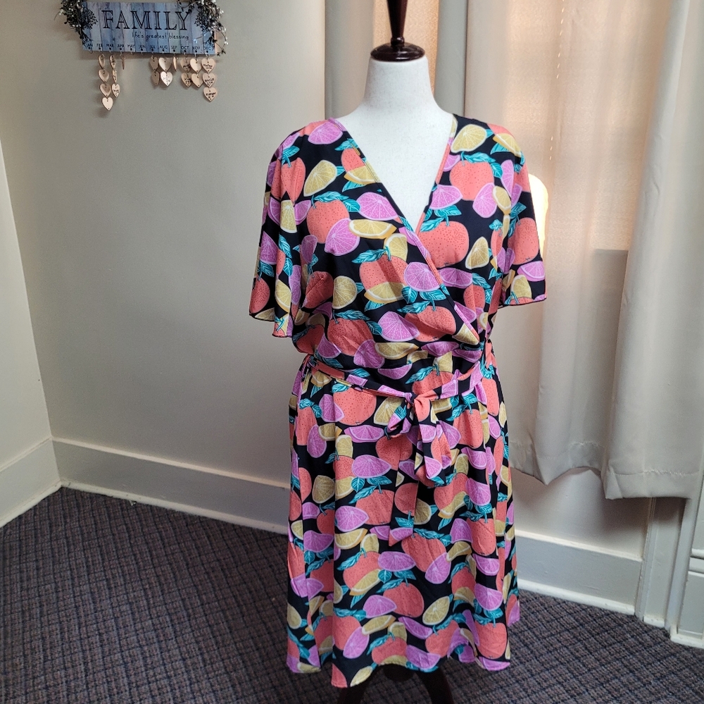 NWT Landa Curve Macy's Lemon Grapefruit Dress 2X